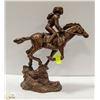 Image 2 : LARGE 19"H BRONZED HORSEBACK GIRL STATUE. ESTATE