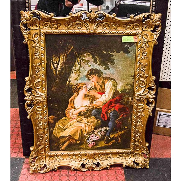 ORNATELY FRAMED ANTIQUE STYLE PICTURE 23 X 29