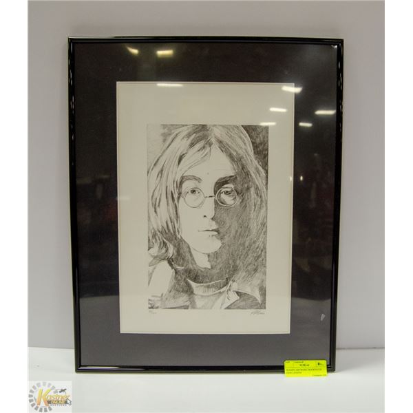 FRAMED ARTWORK DRAWING OF JOHN LENNON