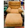 Image 1 : UPHOLSTERED COPPER COLORED CHAIR & OTTOMAN