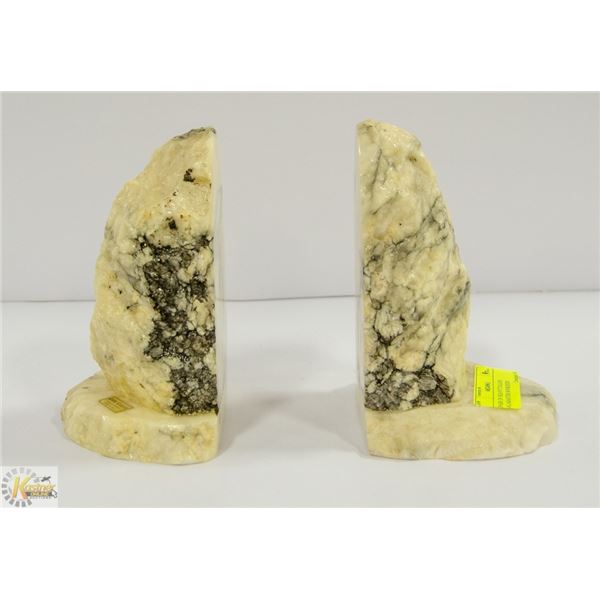 PAIR OF HEAVY ITALIAN ALABASTER BOOKENDS