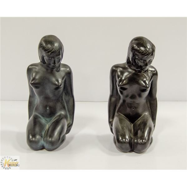 VTG MID CENTURY PAIR OF NUDE CHALKWARE FIGURES