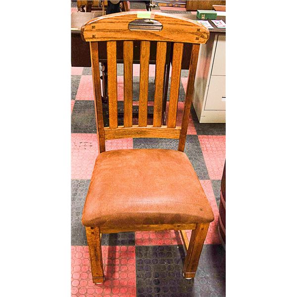 WOOD CHAIR WITH LEATHER STYLE SEAT