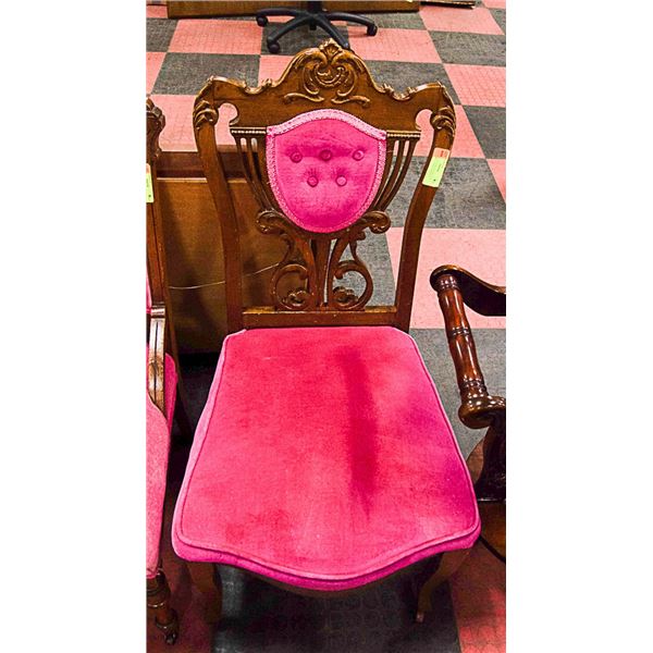 ANTIQUE VICTORIAN PARLOUR CHAIR, WITH FRONT WHEELS