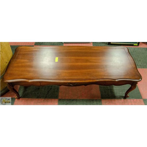 SOLID WOOD COFFEE TABLE 15.5" TALL, 20" WIDE, 52"