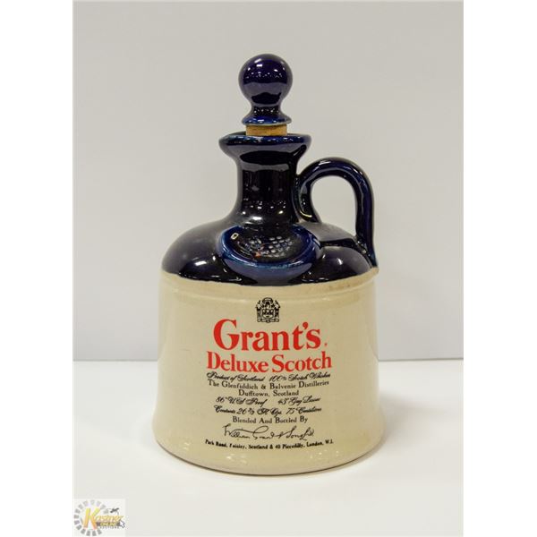 GRANT DELUXE SCOTCH WHISKEY STONEWARE DECANTER