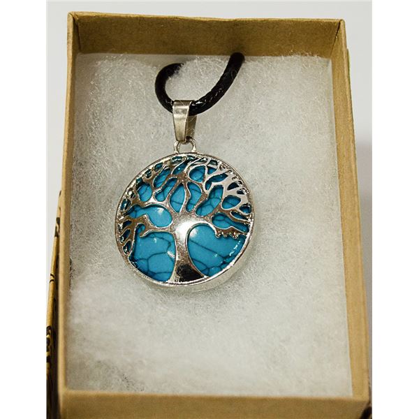 TURQUOISE STONE IN TREE OF LIFE SHEATH NECKLACE