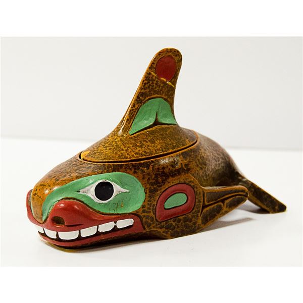 HAIDA HAND PAINTED ORCA SPIRIT BOX-HAS BEEN GLUED