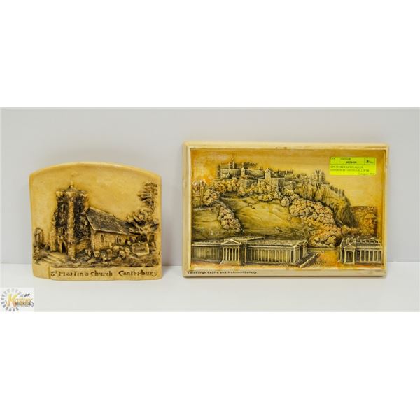 2 PC IVOREX ART PLAQUES. EDINBURGH CASTLE/GALLERY&