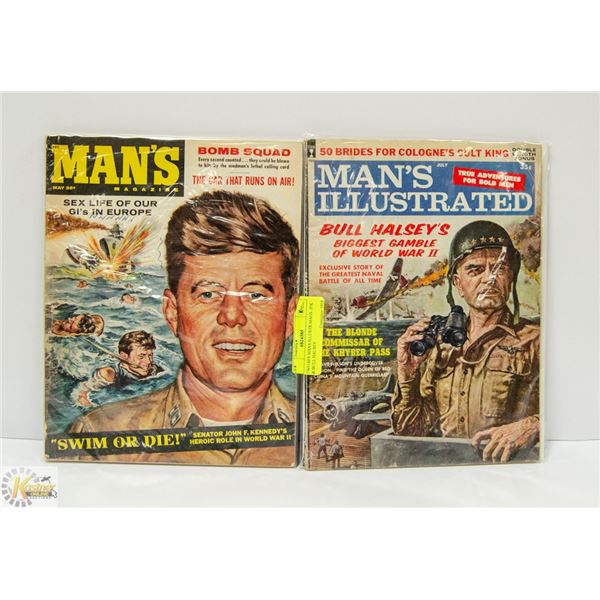 TWO 60'S MANS ILLUSTR MAGS. JFK & BULL HALSEY