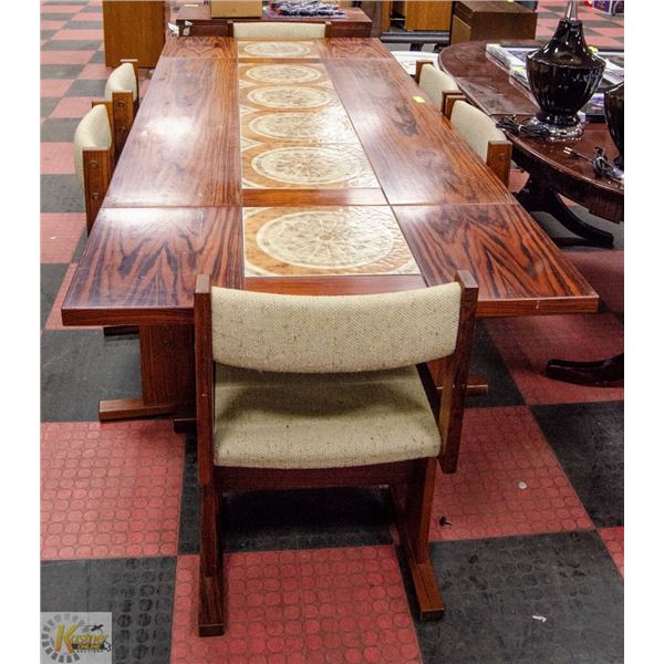 VINTAGE MID-CENTURY TIGERWOOD DINING TABLE