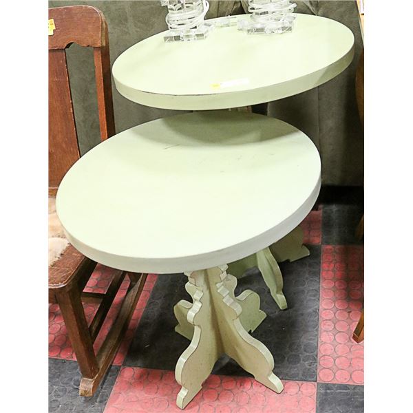 PAIR OF MATCHING LIGHT GREEN END TABLES