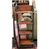 Image 1 : 5 TIER VINTAGE WOOD SHELF WITH 2 DRAWERS