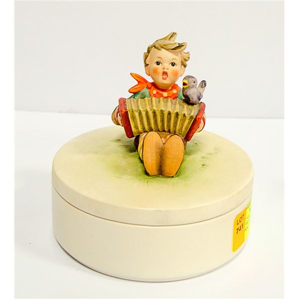 VINTAGE HUMMEL "BOY WITH ACCORDIAN" BOX WITH LID