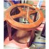 Image 1 : SOLID DARK WOOD ROUND SIDE TABLE WITH GLASS