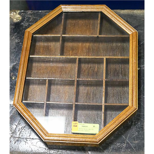 VINTAGE WOOD WALL MOUNT CURIO DISPLAY CABINET