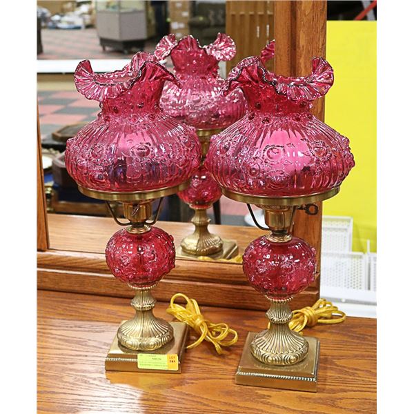 VINTAGE FENTON CRANBERRY CABBAGE ROSE GLASS