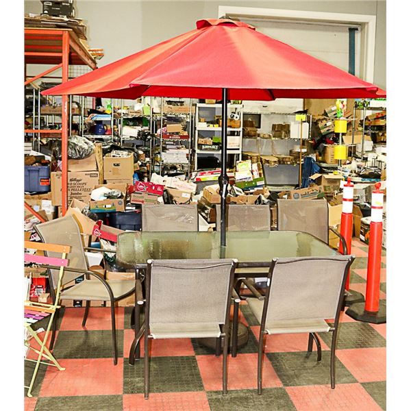 7PC PAITO TABLE SET, INCLUDES TABLE, 6 CHAIRS,