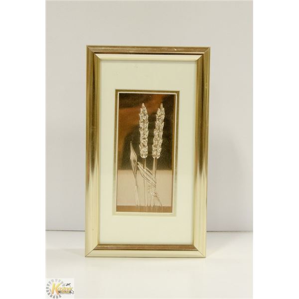 FRAMED BERTING GLASS WHEAT STALKS. ESTATE