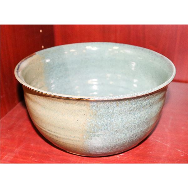 8' DIAMETER GLAZED POTTERY SIGNED. ESTATE