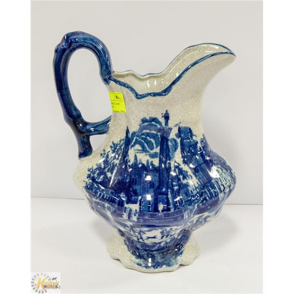 ANTIQUE VICTORIA WARE FLOW BLUE IRONSTONE WATER