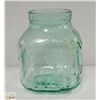 Image 1 : ANTIQUE AQUA BLUE SQUARE COOKIE JAR. ESTATE