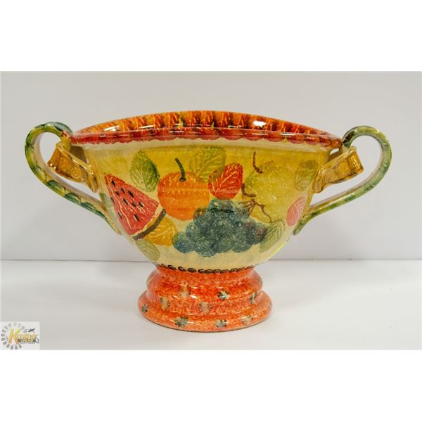 HAND PAINTED ITALICA ARS DOUBLE HANDLE PEDASTAL