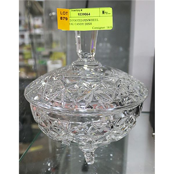 LIDDED FOOTED PINWHEEL CRYSTAL CANDY DISH