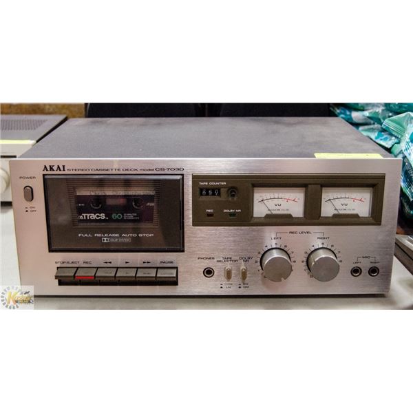 AKAI SILVER FACE STEREO CASS DECK. TESTED WORKING