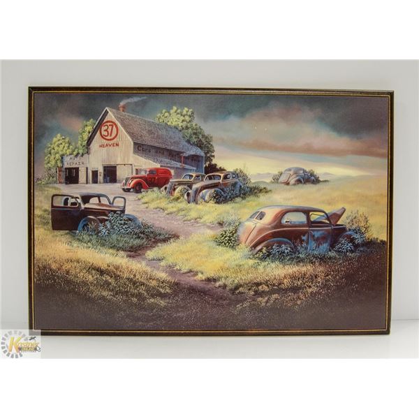 37TH HEAVEN AUTO REPAIR & CAR (WOODEN PICTURE