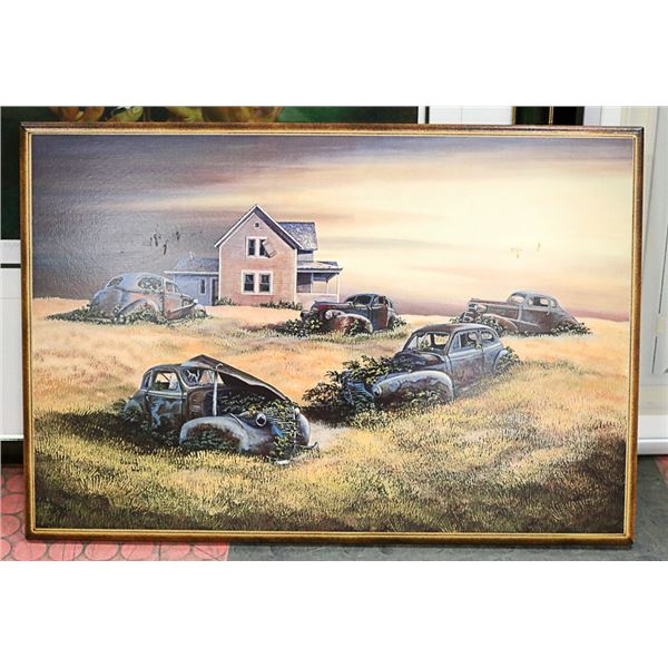 LARGE WOODEN CAR PICTURE