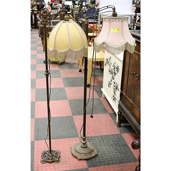 2 METAL LAMPS W/ SHADES