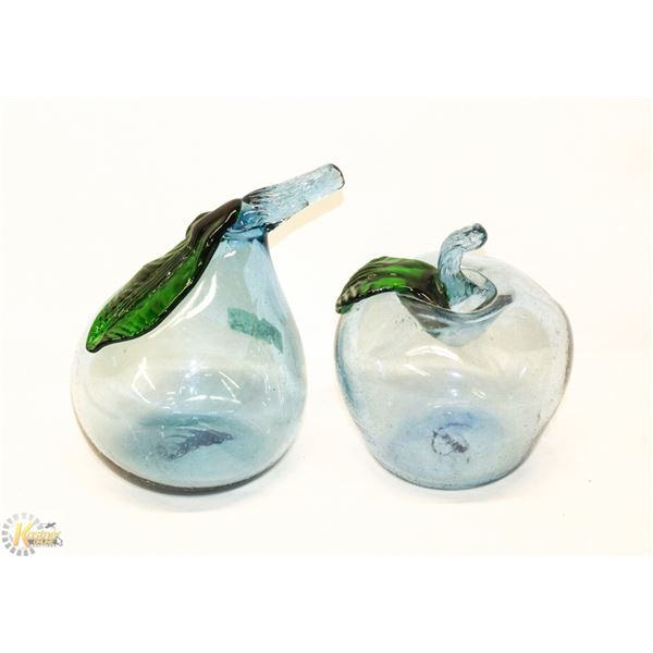 HAND BLOWN MCM 7" ART GLASS APPLE AND PEAR ORNAMENT