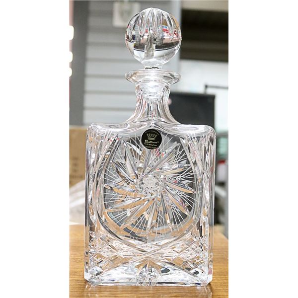 PIN WHEEL CRYSTAL LIQUOR DECANTER, 11" TALL