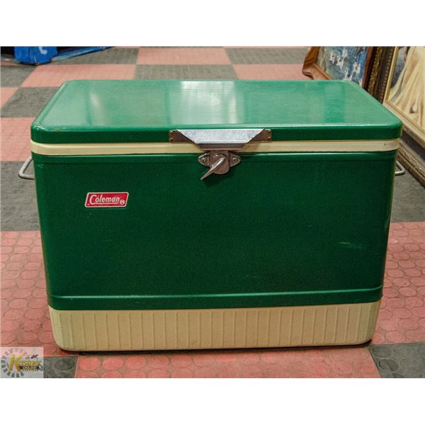 VINTAGE GREEN COLEMAN COOLER