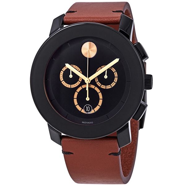MOVADO BOLD TRIPLE CHRONO BLACK DIAL MSRP $719