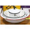 Image 1 : 3 PC ANTIQUE RED / BLACK / WHITE ENAMELWARE