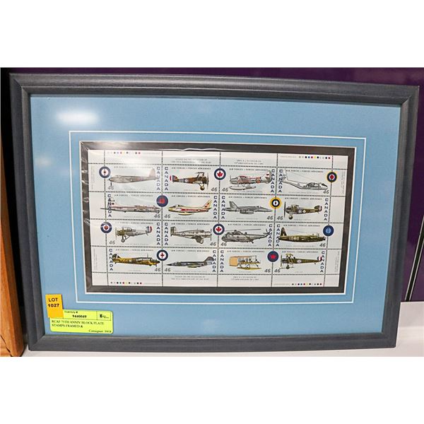 RCAF 75TH ANNIV BLOCK PLATE STAMPS FRAMED &