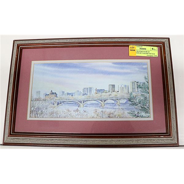 FRAMED WATERCOLOR OF SASKATOON BY VALERIE MUNCH