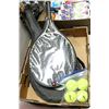 Image 1 : LOT OF BADMINTON RAQUETS & TENNIS BALLS;
