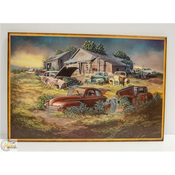 CHEVRON & CARS (WOODEN PICTURE)