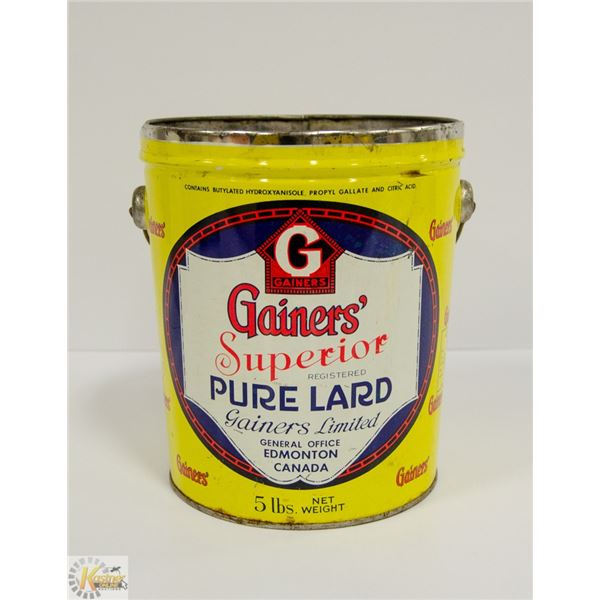 OLD GAINERS LARD TIN
