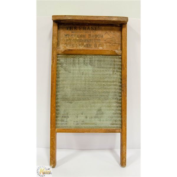 ANTIQUE OAK GLASS FRONT WASHBOARD