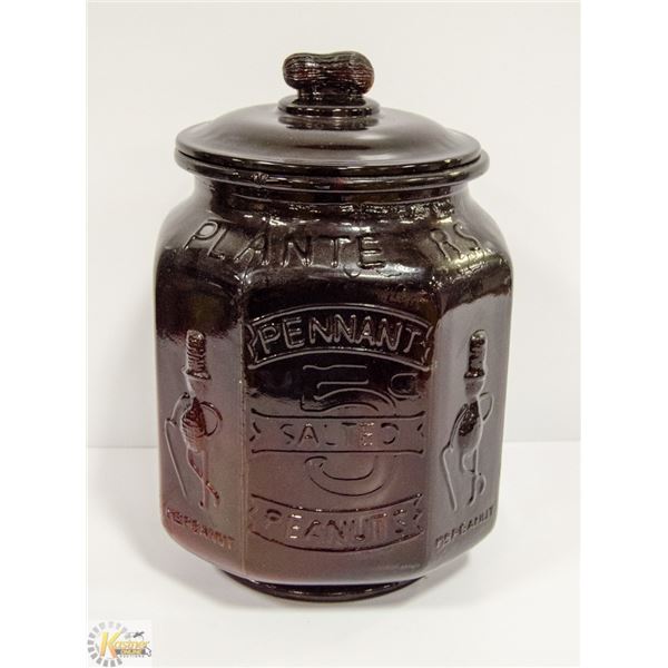 ANTIQUE CRANBERRY GLASS PEANUT JAR. NO CHIP/CRACK