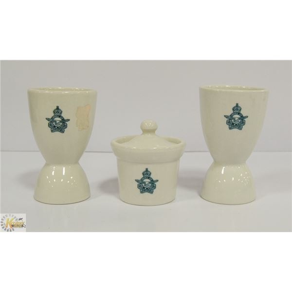2 RCAF EGGS CUPS & MEDALTA LIDDED SUGAR