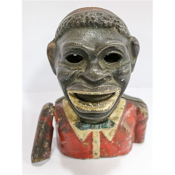 JOLLY N BLACK  CAST IRON COIN BANK