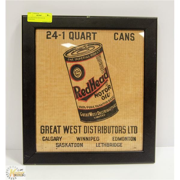 OLD RED HEAD MOTOR OIL *ORIGINAL