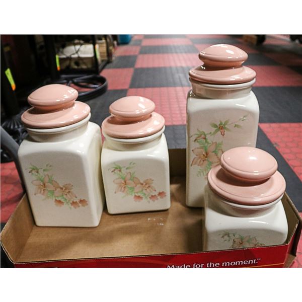 VINTAGE HANDMADE/HANDPAINTED 4 PIECE CANNISTER SET