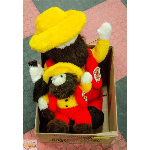 PAIR OF VINTAGE EDMONTON KLONDIKE MIKE PLUSHIES