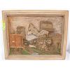 Image 1 : HANDCARVED PICTURE, WHEAT COUNTRY ON GOLD PLAQUE
